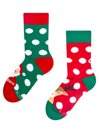Veselé dětské teplé ponožky Santa a Rudolf