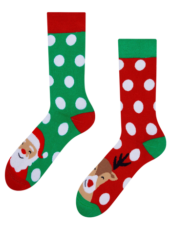 Veselé teplé ponožky Santa a Rudolf