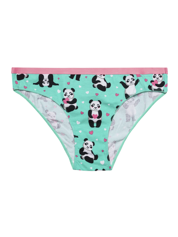 Veselé dámské kalhotky Panda a srdíčka