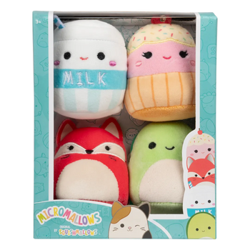 SQUISHMALLOWS Micromallows 4Pack – liška, želva, mlíčko, dortík