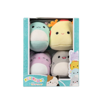 SQUISHMALLOWS Micromallows 4Pack – axolotl, kočka, taco, žralok